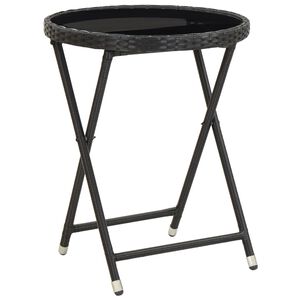 vidaXL Tebord svart 60 cm konstrotting och h&auml;rdat glas