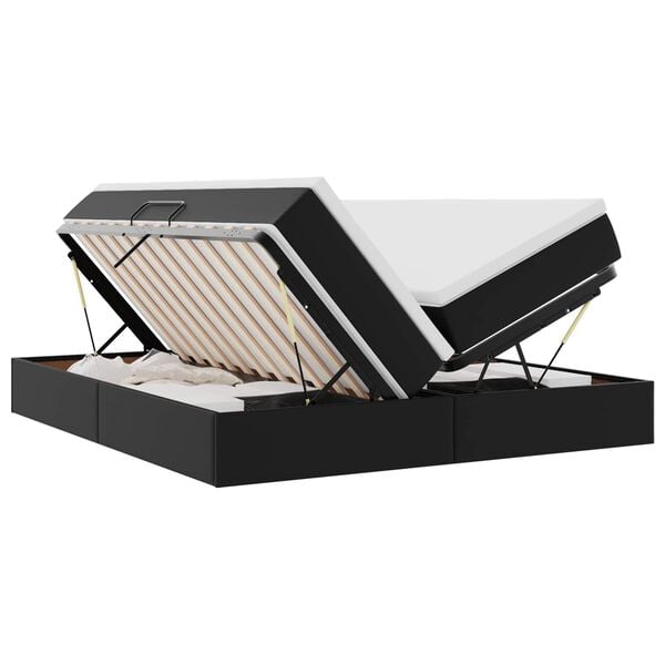vidaXL F&ouml;rvaringss&auml;ng med madrass Svart 200 x 200 cm Konstl&auml;der