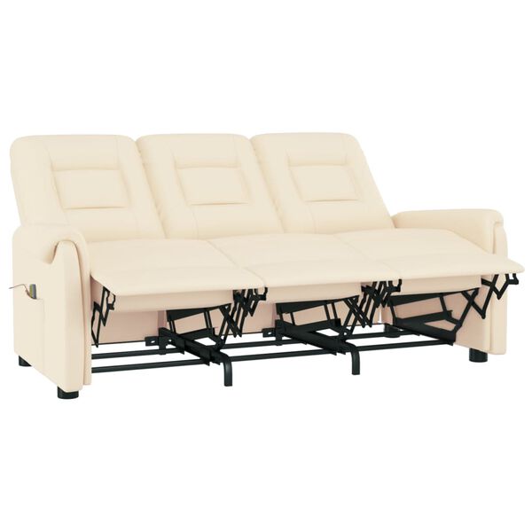 vidaXL Massagefåtölj 3-sits gräddvit konstläder
