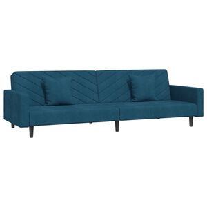 vidaXL B&auml;ddsoffa 2-sits med tv&aring; kuddar bl&aring; sammet