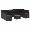 vidaXL Loungegrupp 10 delar med svarta dynor konstrotting