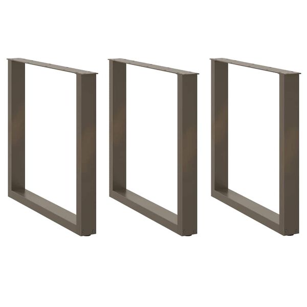 vidaXL Matbordsben U-formade 3 st naturst&aring;l 90x(72-73) cm st&aring;l