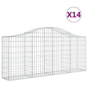 vidaXL Gabioner b&aring;gformade 14 st 200x30x80/100 cm galvaniserat j&auml;rn