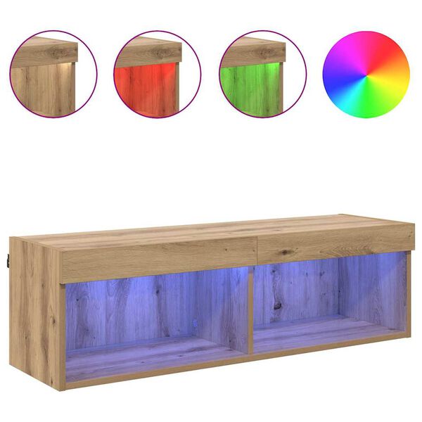 vidaXL TV V&auml;gghylla Panama Artisan Ek 100 x 30 x 30 cm Konstruerat tr&auml;