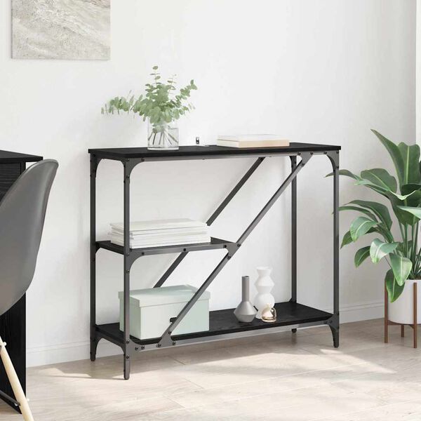 vidaXL Konsolbord Svart Ek 88,5 x 30 x 75 cm Konstruerat tr&auml;