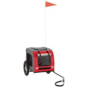 vidaXL Cykelvagn f&ouml;r djur r&ouml;d och gr&aring; oxfordtyg och j&auml;rn