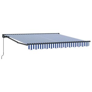 vidaXL Markisram Bl&aring; och Vit 300 x 250 cm Polyester med PU-bel&auml;ggning