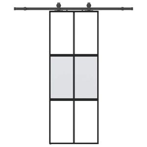 vidaXL Skjutd&ouml;rr med beslag svart 76x205 cm h&auml;rdat glas