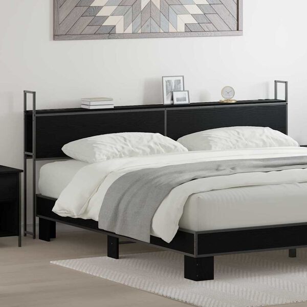 vidaXL F&ouml;rvaringsgavel med Laddstation Svart ek 203 x 15 x 98 cm