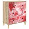 vidaXL Kommode AACHEN Rosa palmtr&auml;dtryck 66 x 36,5 x 75 cm Sonoma-ek