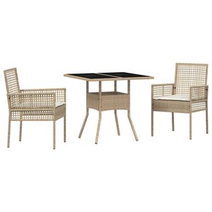 vidaXL Tr&auml;dg&aring;rdsm&ouml;belset 3 pcs Beige konstrotting