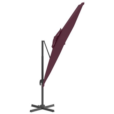 vidaXL Frihängande parasoll med ventilation vinröd 300x300 cm