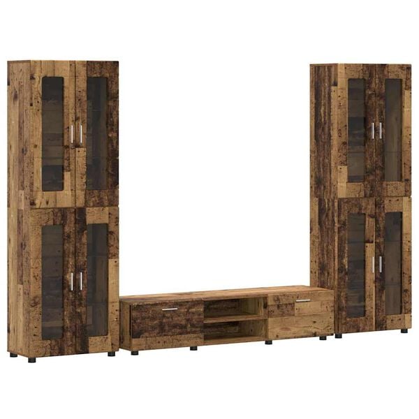 vidaXL TV-b&auml;nkset med l&aring;da med d&ouml;rr FLORIN Gammalt tr&auml; Konstruerat tr&auml;