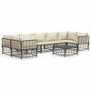 vidaXL Loungegrupp 8 delar med dynor antracit konstrotting