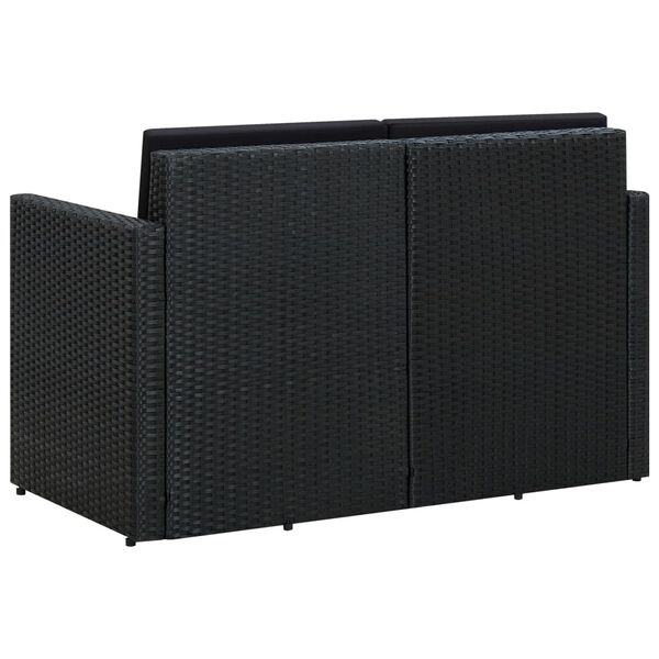 vidaXL Tr&auml;dg&aring;rdssoffa 2-sits med dynor konstrotting svart