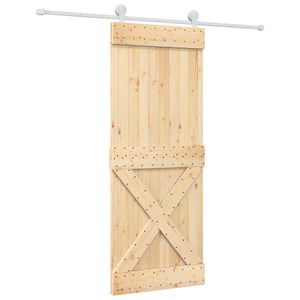 vidaXL Skjutd&ouml;rr Naturlig och vit 80 x 210 cm Massiv furutr&auml;d&ouml;rr