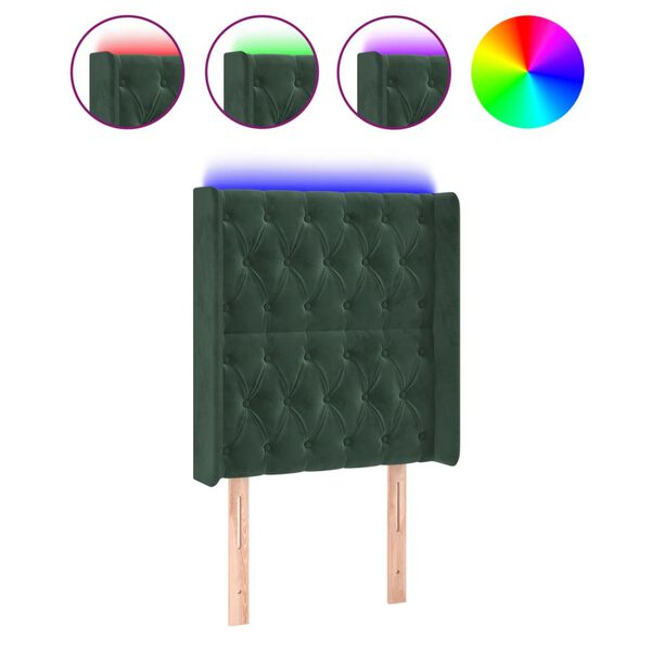 vidaXL S&auml;nggavel LED m&ouml;rkgr&ouml;n 83x16x118/128 cm sammet