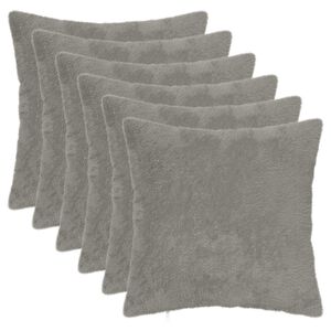 vidaXL Kudd&ouml;verdrag 6 st HEERLEN Ljusgr&aring; 30 x 30 cm Faux Kaninp&auml;ls