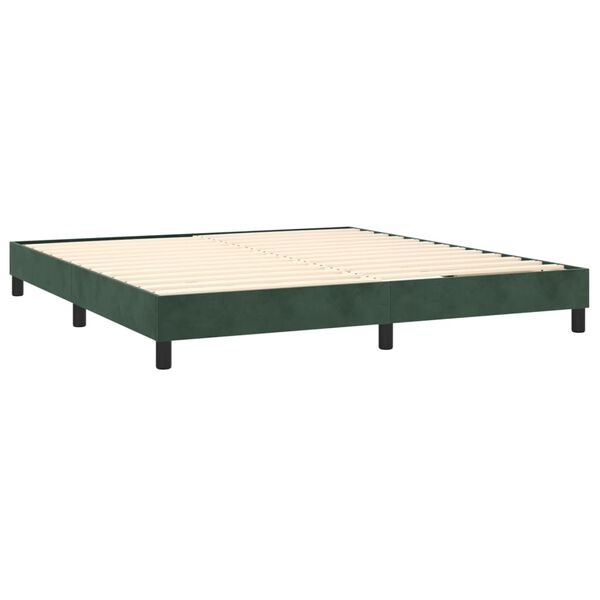 vidaXL Boxspring-s&auml;ngram m&ouml;rkgr&ouml;n 180x200 cm sammet