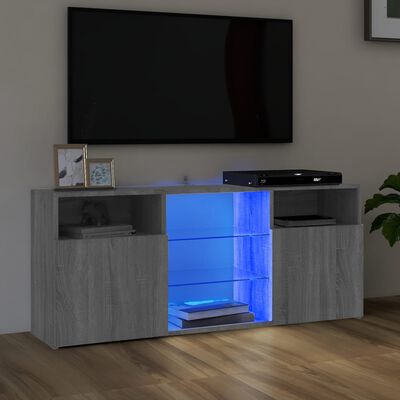 vidaXL TV-bänk med LED-belysning grå sonama 120x30x50 cm