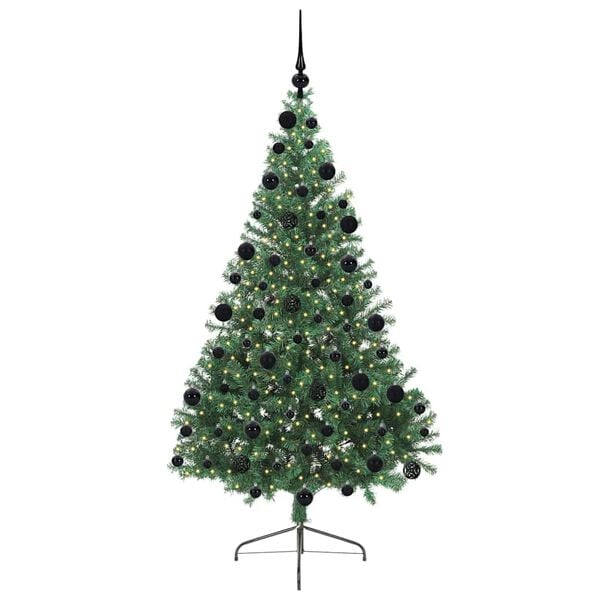 vidaXL Konstgjord F&ouml;rbelyst Julgran med 300 LED-lampor Gr&ouml;n 210 cm PVC