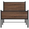 vidaXL Sängram utan madrass metall brun ek 90x190 cm