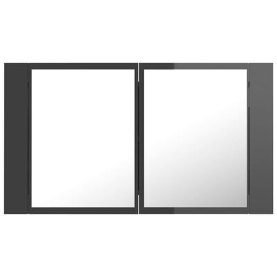 vidaXL Spegelskåp för badrum LED grå högglans 80x12x45 cm akryl