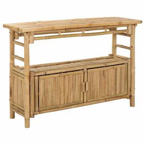 vidaXL Konsolbord med hylla med d&ouml;rr Naturf&auml;rg 110 x 35 x 75 cm Bambus
