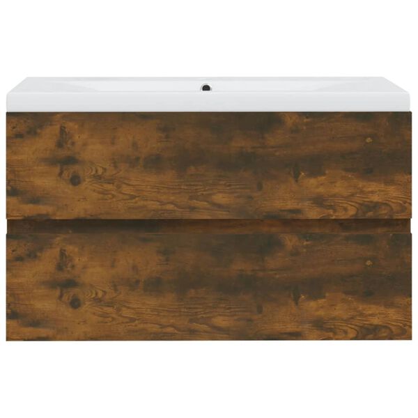 vidaXL Badrumssk&aring;p med inbyggt handfat r&ouml;kf&auml;rgad ek konstruerat tr&auml;