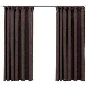 vidaXL M&ouml;rkl&auml;ggningsgardin med krokar linnelook 2 st taupe 140x175 cm