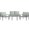 vidaXL Loungegrupp 4 delar med dynor antracit stål