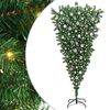 vidaXL Upp och ner konstgjord f&ouml;rbelyst julgran med bollar Gr&ouml;n 210 cm