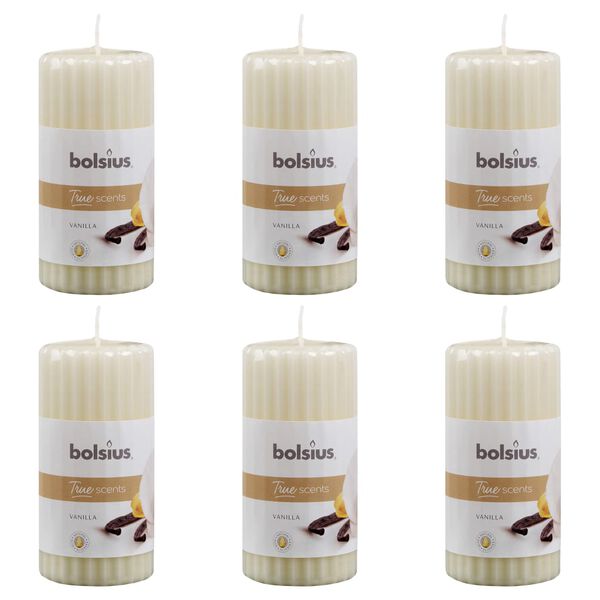 Bolsius Ribbade blockljus med doft 6 st 120x58 mm vanilj