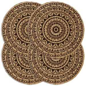 vidaXL Bordstabletter 4 st m&ouml;rkbrun 38 cm rund jute