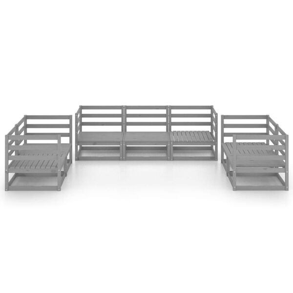 vidaXL Loungegrupp f&ouml;r tr&auml;dg&aring;rden 7 delar gr&aring; massiv furu