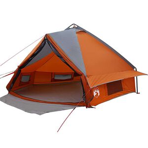 vidaXL T&auml;lt Teepee f&ouml;r 8 personer Gr&aring; och orange 490 x 410 x 210 cm