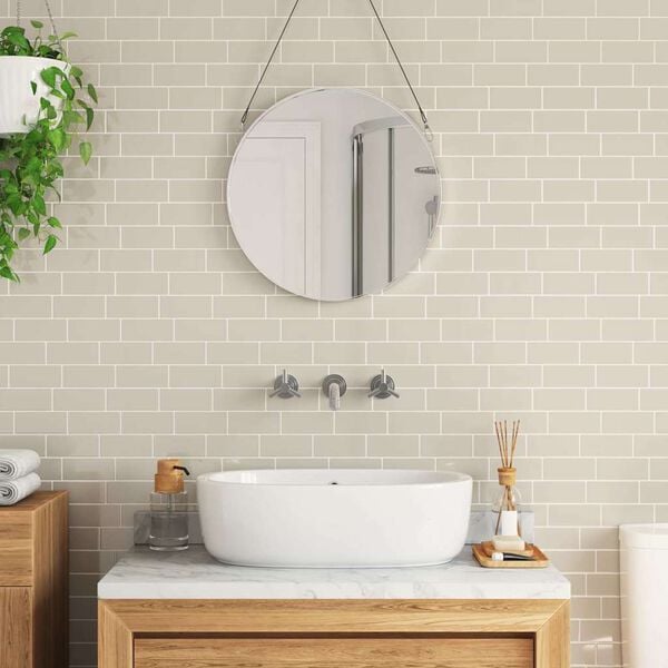 vidaXL Subwaytile 10 pcs Beige 29.4 x 21.4 cm Polyuretan och PET