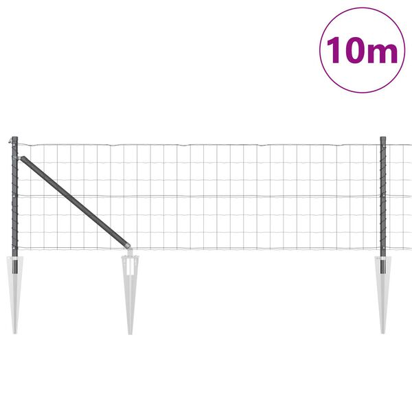 vidaXL St&auml;ngsel med stolpe Gr&aring; 0,6 x 10 m St&aring;l och PVC