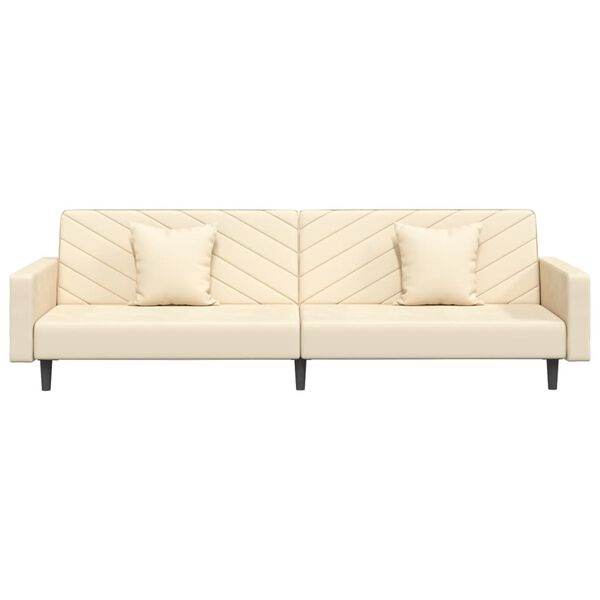 vidaXL B&auml;ddsoffa 2-sits med tv&aring; kuddar gr&auml;ddvit sammet