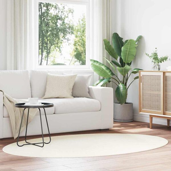 vidaXL Omr&aring;desmattor Oval HUARTE Kr&auml;m 200 x 140 cm 100% Polyester