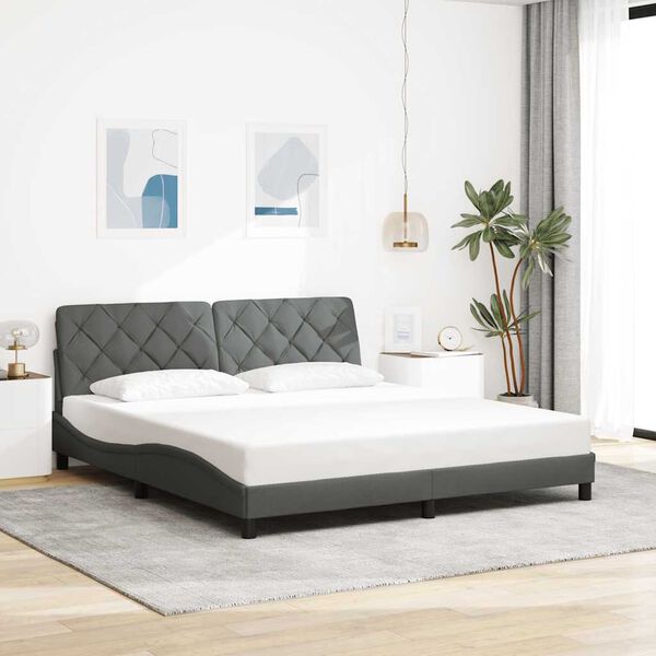 vidaXL Bed Frame with LED without Mattress Dark Grey 180x200 cm Fabric