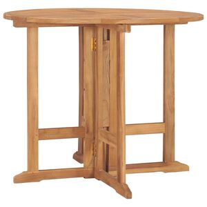 vidaXL Hopf&auml;llbart tr&auml;dg&aring;rdsbord &Oslash;90x75 cm massiv teak