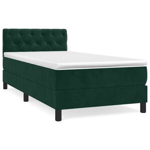 vidaXL Rams&auml;ng med madrass m&ouml;rkgr&ouml;n 80x200 cm sammet