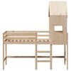 vidaXL Våningssäng med stege och tak 90x190 cm massiv furu