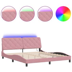 vidaXL Bed Frame with LED without Mattress Pink 180x200 cm Velvet