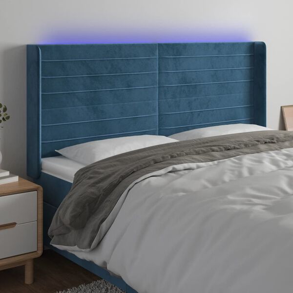 vidaXL S&auml;nggavel LED bl&aring; 163x16x118/128 cm sammet