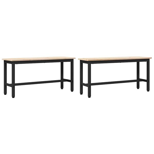 vidaXL Matb&auml;nkar 2 pcs Naturf&auml;rg 100 x 32,5 x 49 cm Massivt furutr&auml;