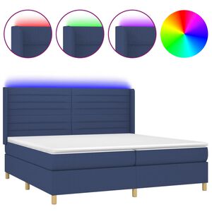 vidaXL Rams&auml;ng med madrass & LED bl&aring; 200x200 cm tyg
