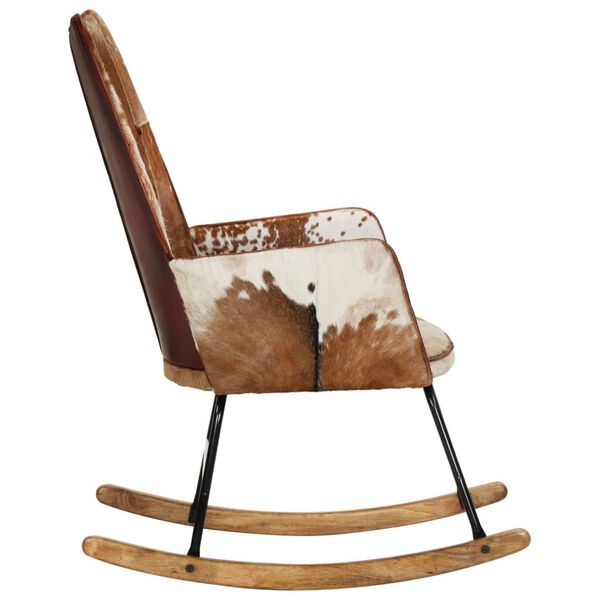 vidaXL Gungf&aring;t&ouml;lj brun &auml;kta l&auml;der