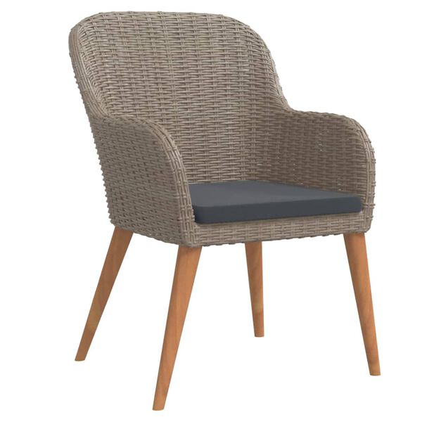 vidaXL Matgrupp för trädgården med dynor 9 delar brun